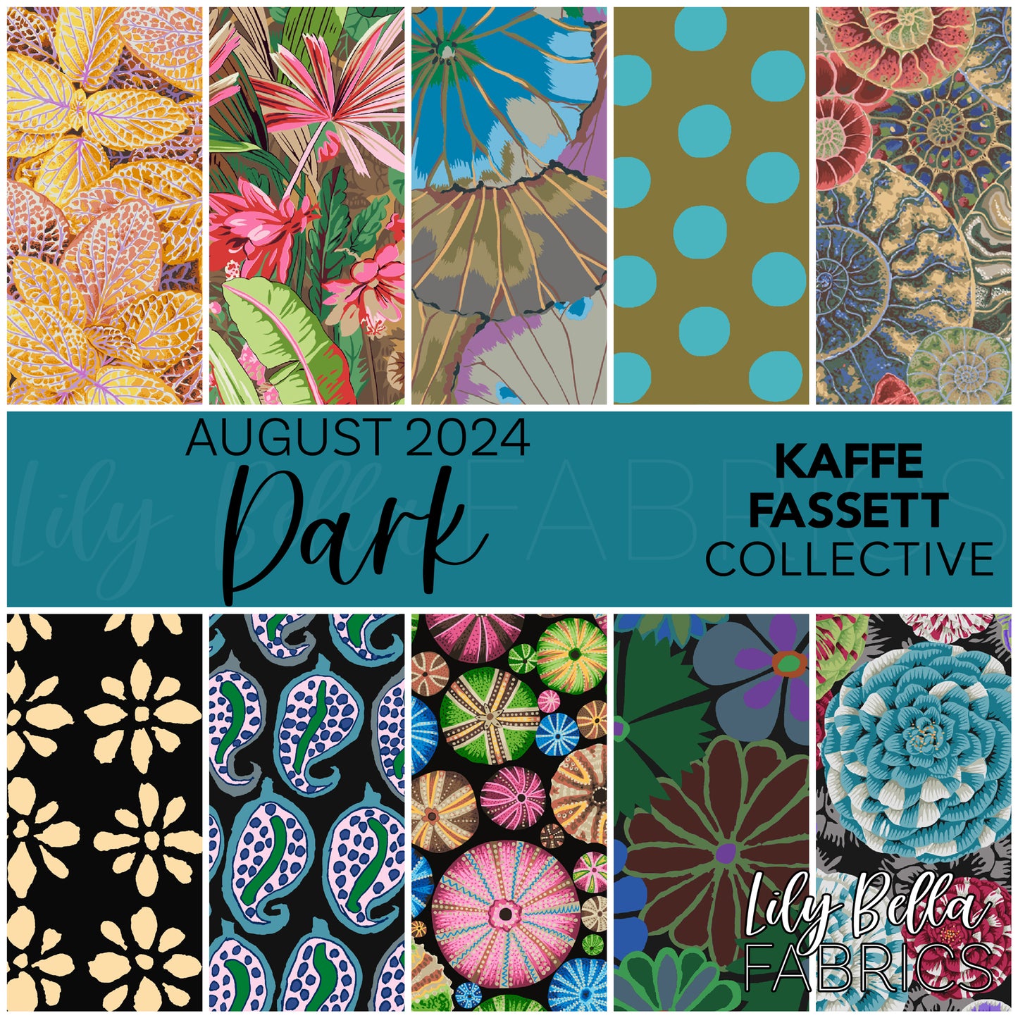 Dark - August 2024 Fat Quarter Bundle (10 pcs) by Kaffe Fassett Collective for FreeSpirit