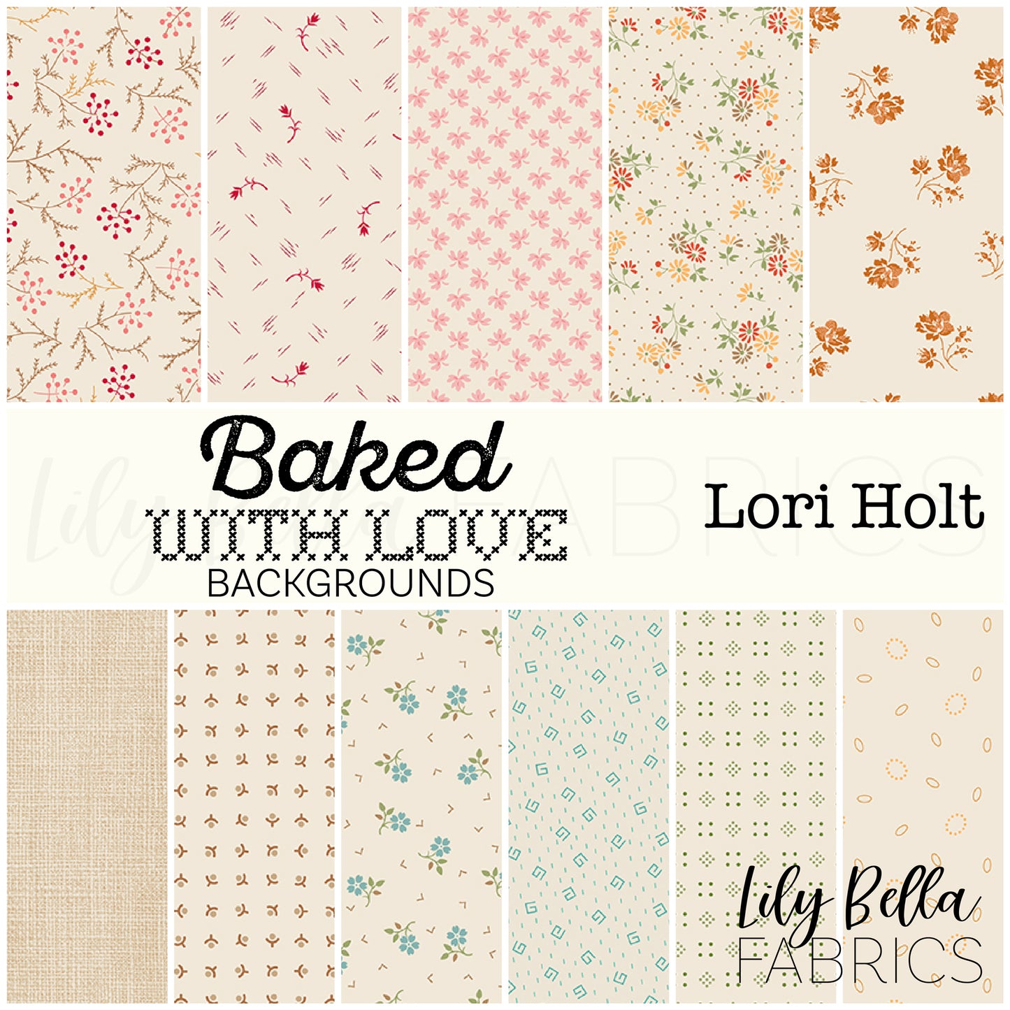 Baked with Love Backgrounds 10 Inch Stacker (42 pcs) by Lori Holt for Riley Blake Designs