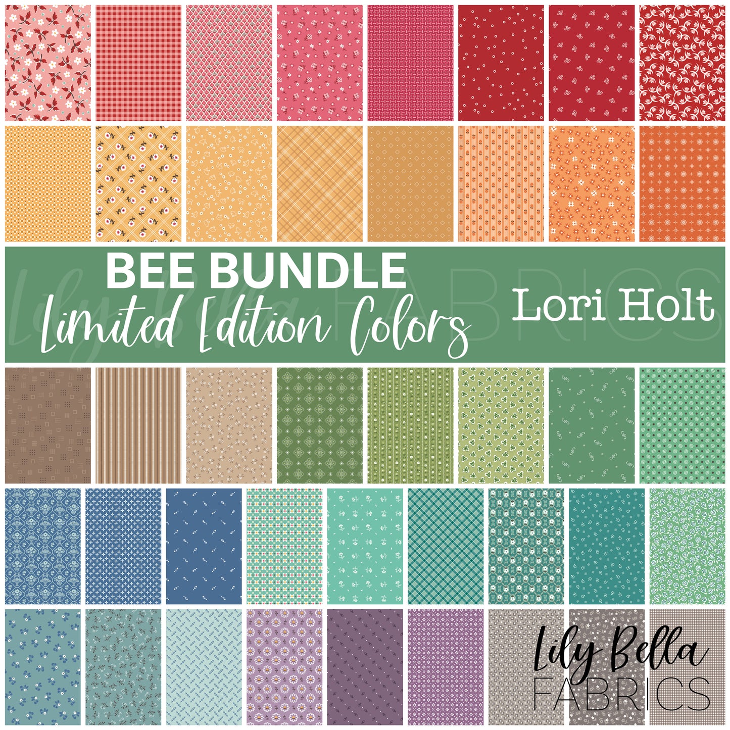 Bee Bundle Limited Edition Colors Fat Quarter Bundle (42 pcs) by Lori Holt for Riley Blake