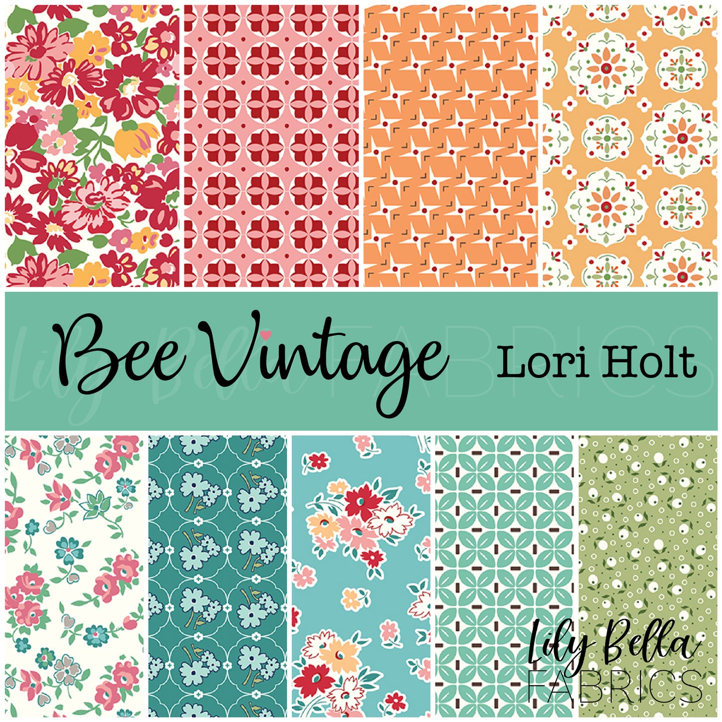 Bee Vintage Fat Eighth Bundle (9 pcs) by Lori Holt for Riley Blake