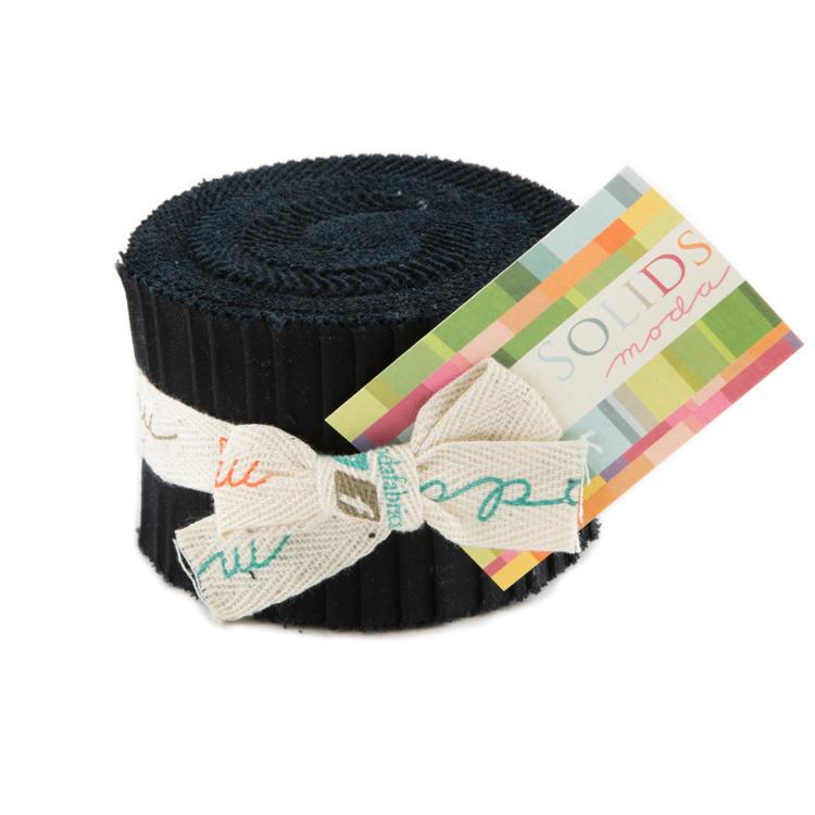 Black Bella Solids Junior Jelly Roll (20 pieces) by  for Moda (9900JJR 99)