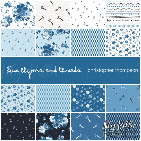 Blue Blooms and Threads 10 Inch Stacker (42 pcs) by Christopher Thompson for Riley Blake Designs