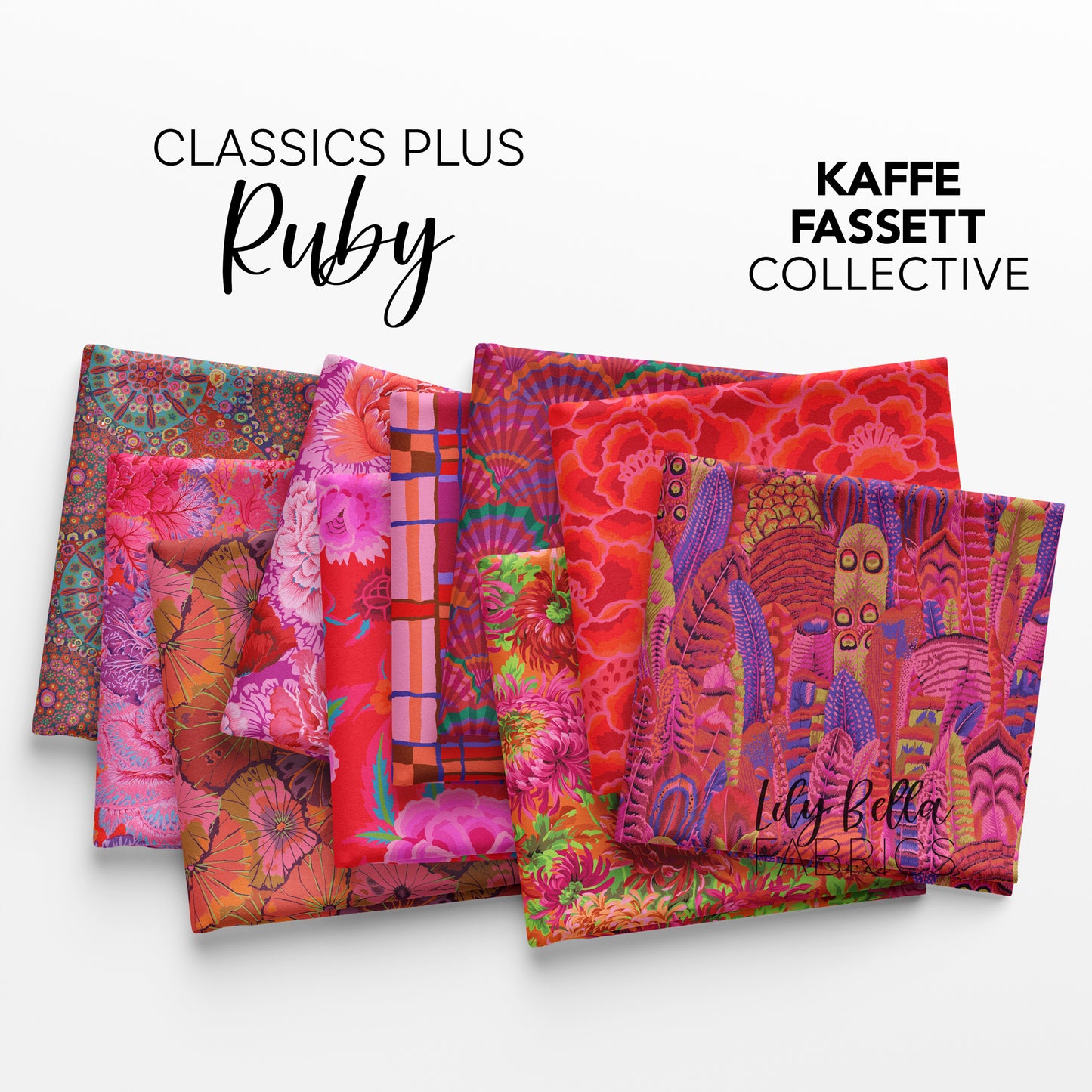 Classics Plus: Ruby 10 Inch Charm Pack (42 pcs) by Kaffe Fassett Collective for FreeSpirit