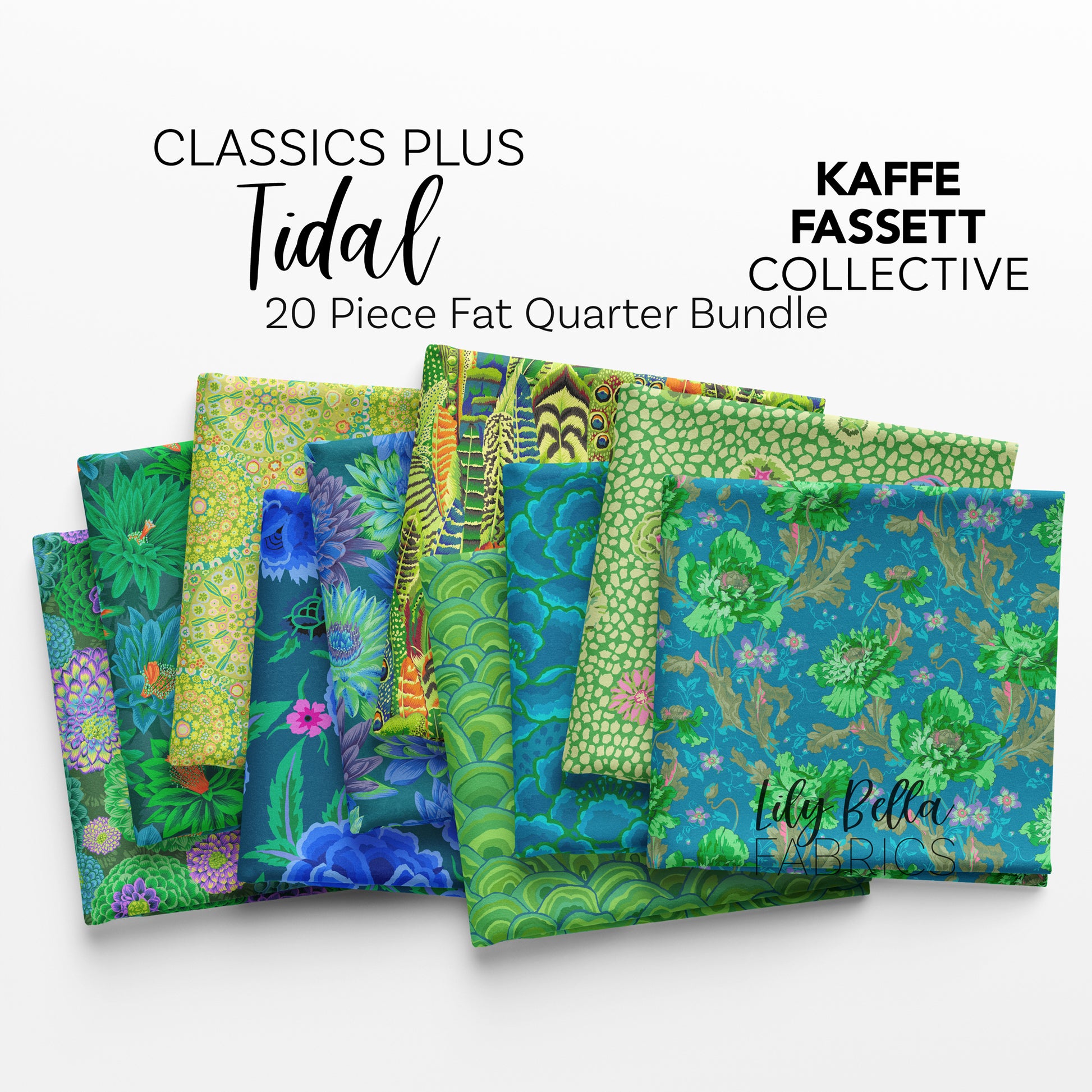 Classics Plus: Tidal Fat Quarter Bundle (20 pieces) by Kaffe Fassett Collective for FreeSpirit (FB4FQGP.TIDAL)