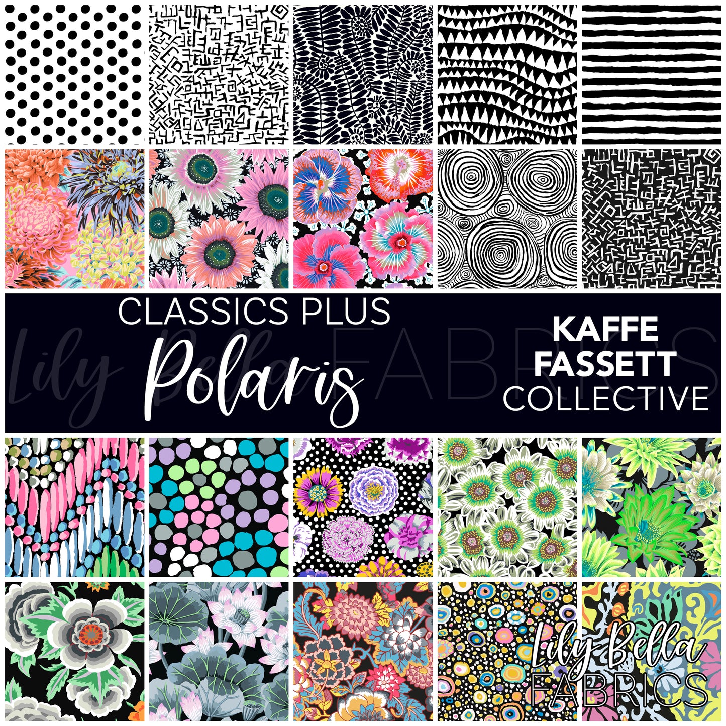 Classics Plus: Polaris 10 Inch Charm Pack (42 pcs) by Kaffe Fassett Collective for FreeSpirit