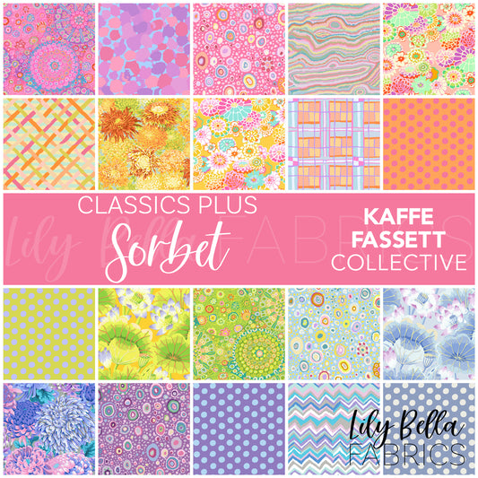 Classics Plus: Sorbet 10 Inch Charm Pack (42 pcs) by Kaffe Fassett Collective for FreeSpirit