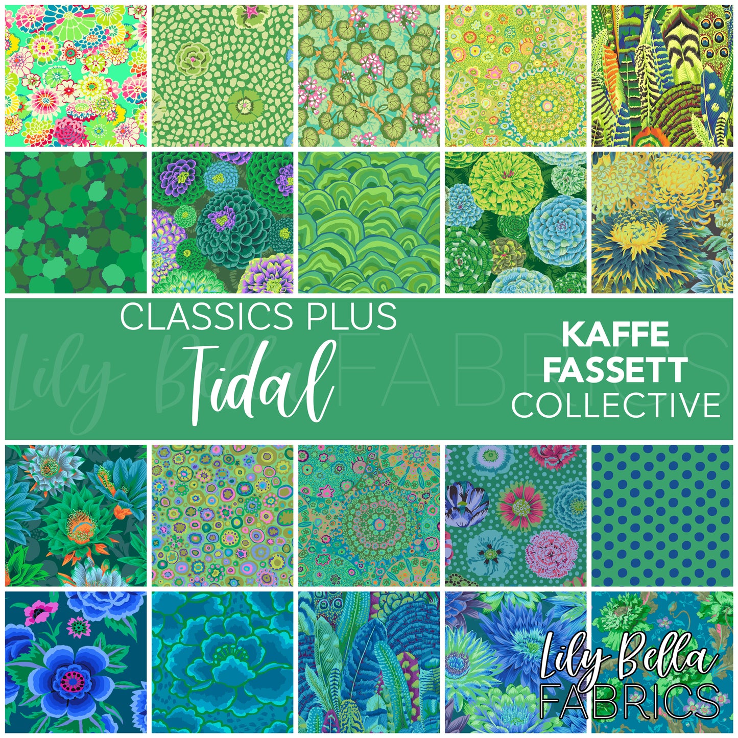 Classics Plus: Tidal 10 Inch Charm Pack (42 pcs) by Kaffe Fassett Collective for FreeSpirit