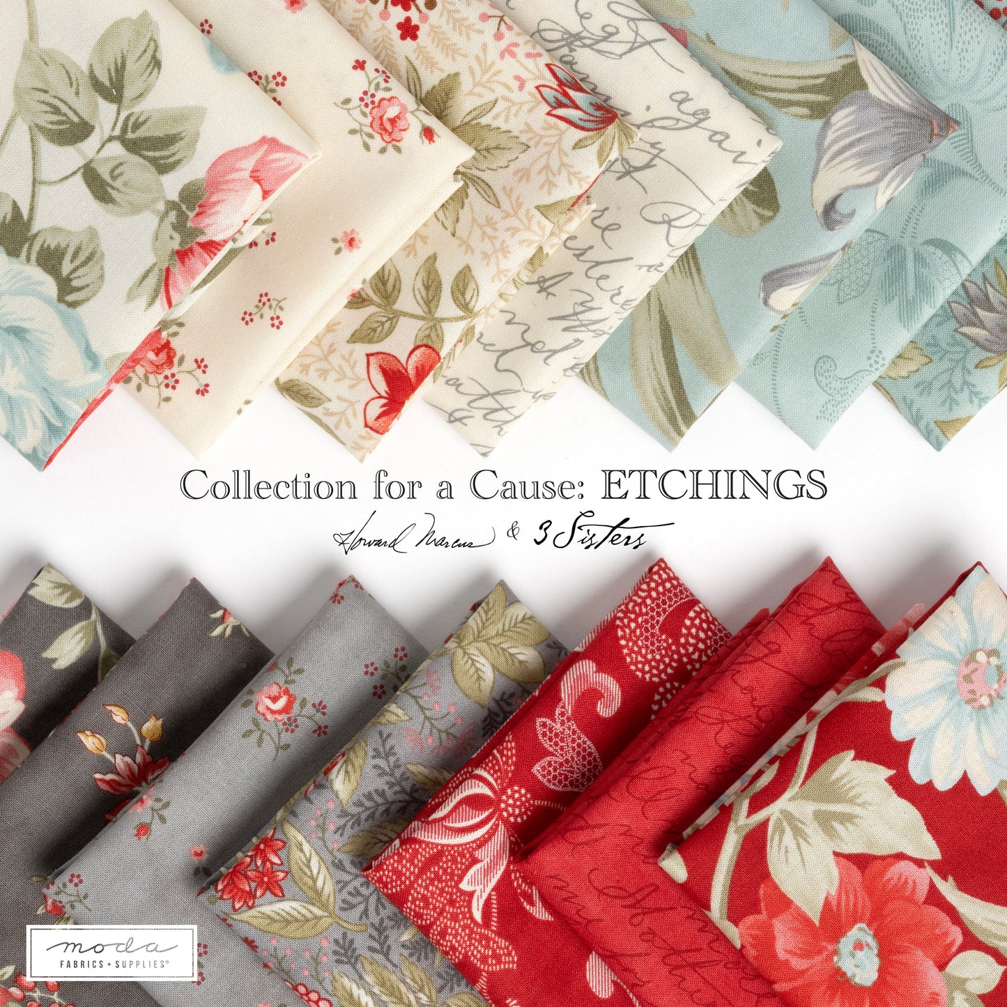 Etchings Fat Quarter Bundle (34 pcs) by Howard Marcus & 3 Sisters for Moda