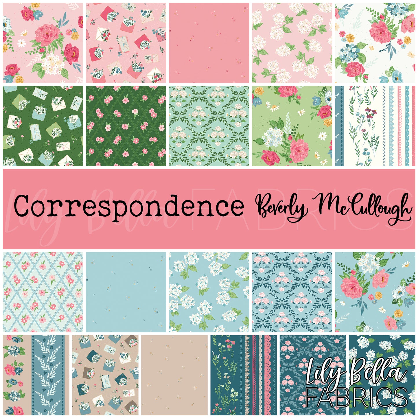 Correspondence Fat Quarter Bundle (21 pcs) by Beverly McCullough for Riley Blake Designs
