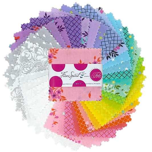 True Colors 2025 2.5-inch Mini Charm Pack (42 pieces) by Tula Pink for FreeSpirit (FB18MCTP.TRUECOLORS)