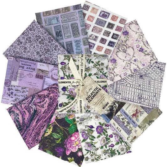 Eclectic Elements Palette: Purple Fat Quarter Bundle (10 pcs) by Tim Holtz for FreeSpirit