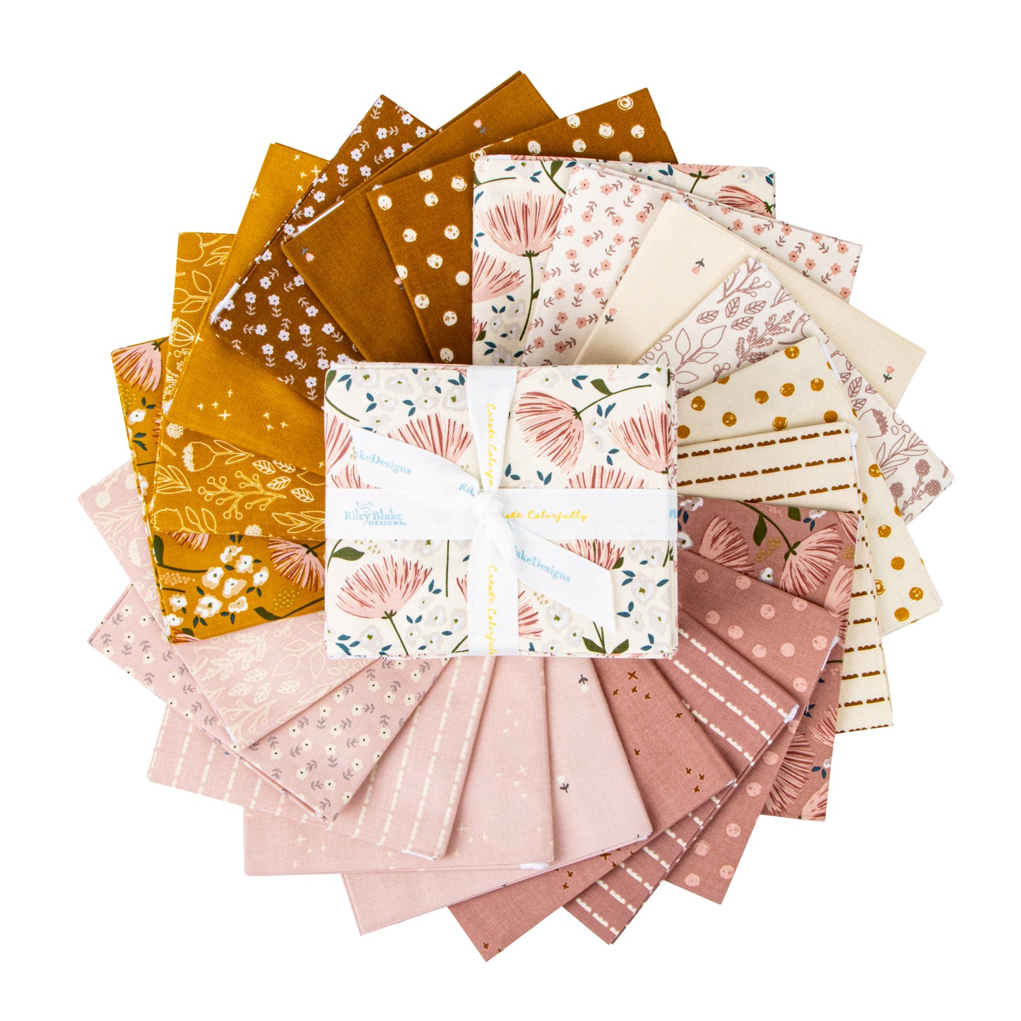 Blush 'n Butterscotch Fat Quarter Bundle (21 pcs) by Simple Simon & Company for Riley Blake