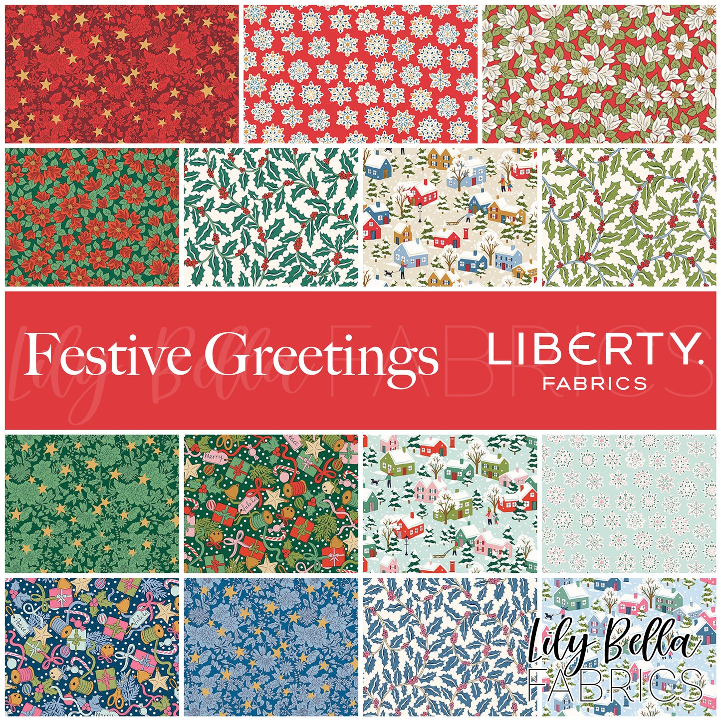 Festive Greetings 10 Inch Stacker (42 pieces) by Liberty Fabrics for Riley Blake Designs (10-LFESGREET-42)