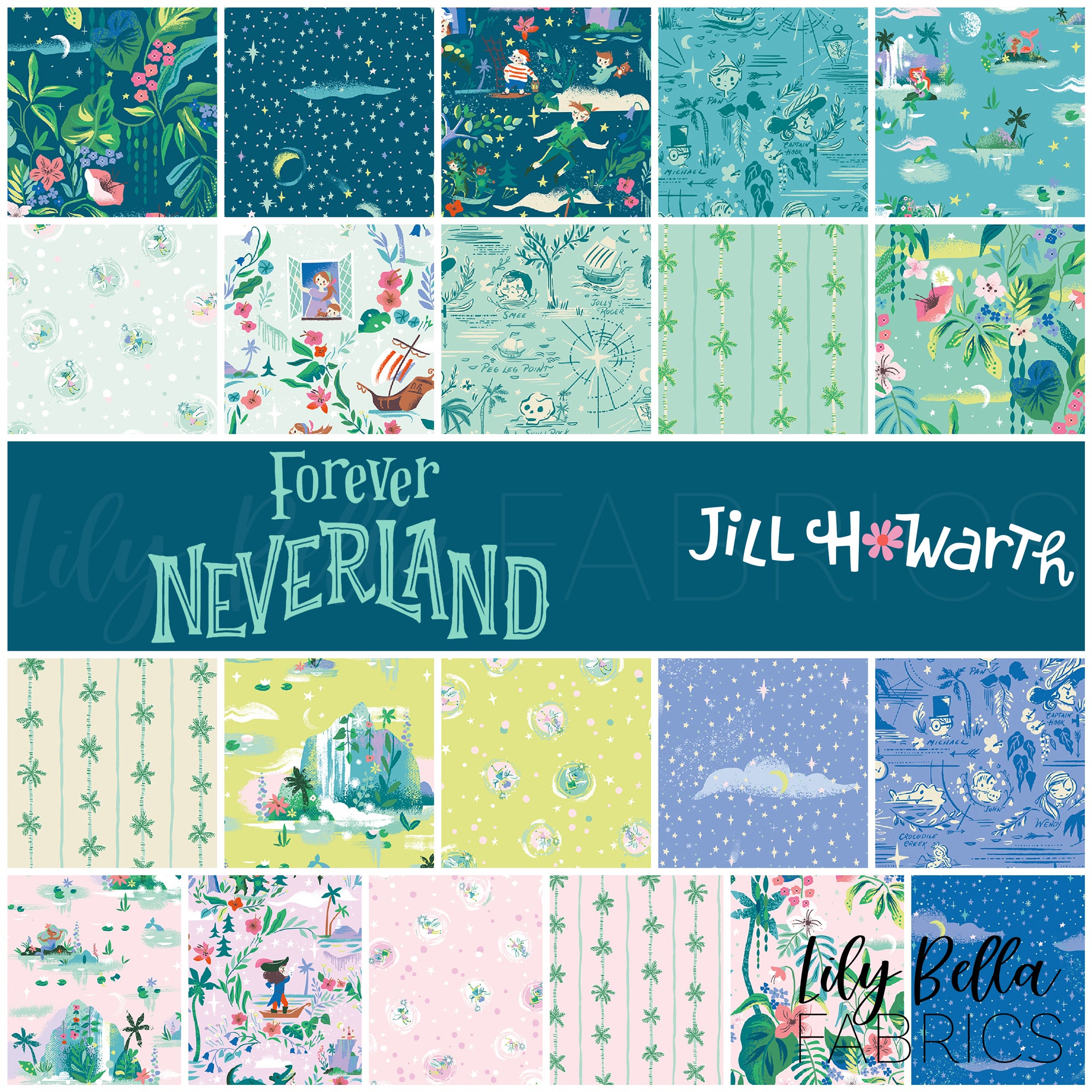 Riley Blake/Jill Howarth Neverland FQ Bundle & Jelly Roll 2024 Set