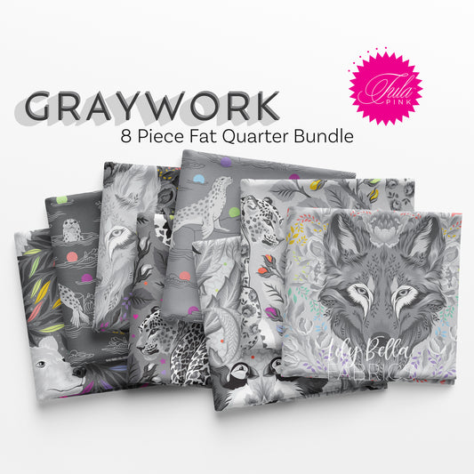 Graywork Fat Quarter Bundle (8 pcs) by Tula Pink for FreeSpirit