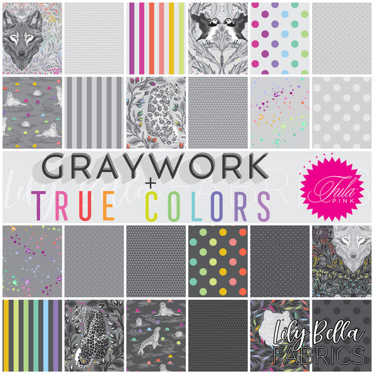 Graywork + True Colors Fat Quarter Bundle (24 pcs) by Tula Pink for FreeSpirit