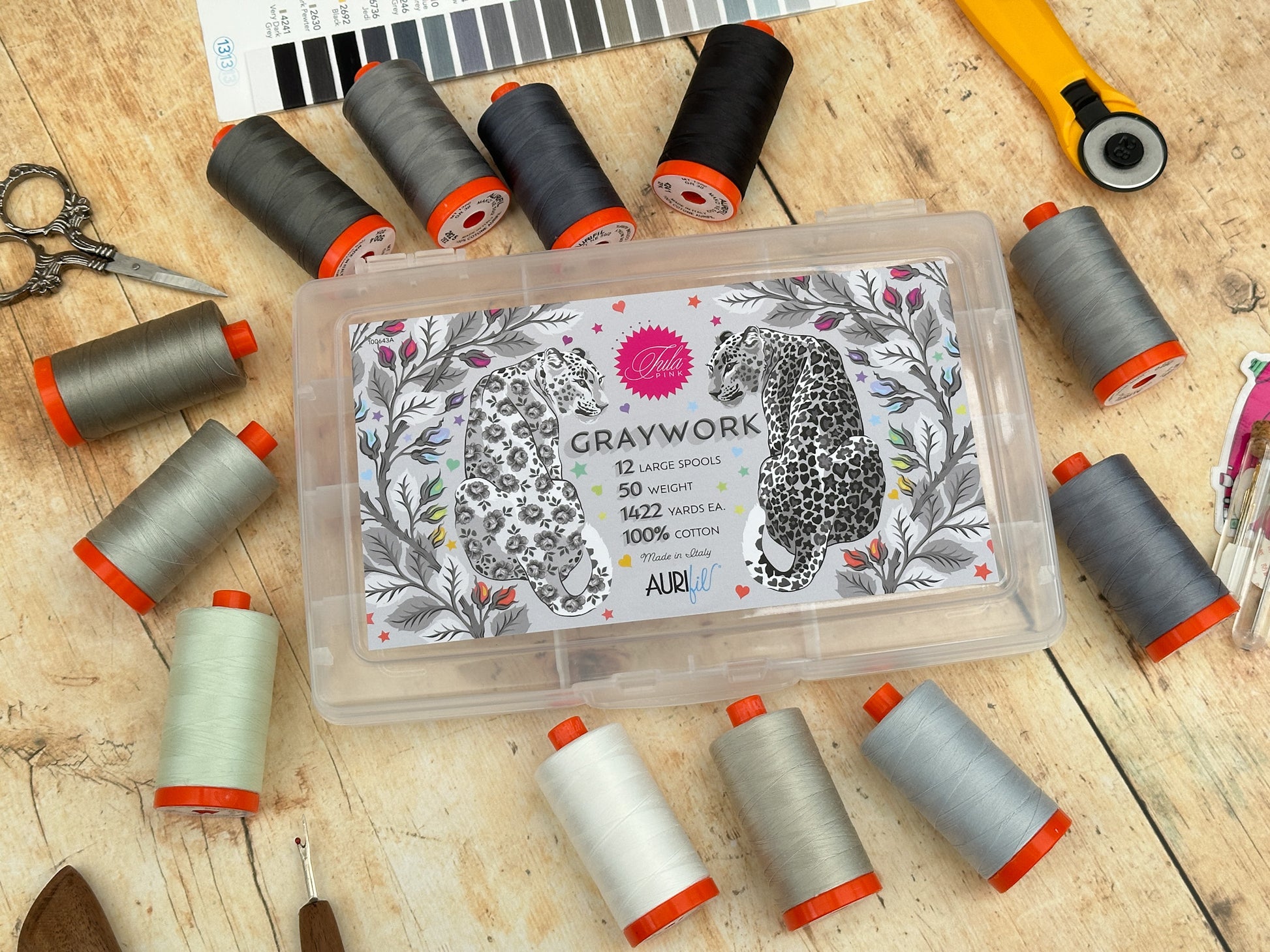 Graywork Thread Collection by Tula Pink for Aurifil at Lily Bella Fabrics