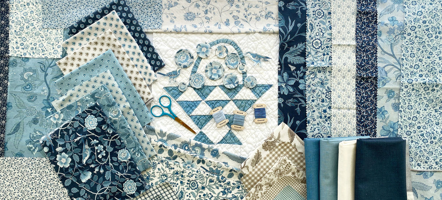 Sacré Bleu Fat Quarter Bundle (34 pcs) by French General for Moda