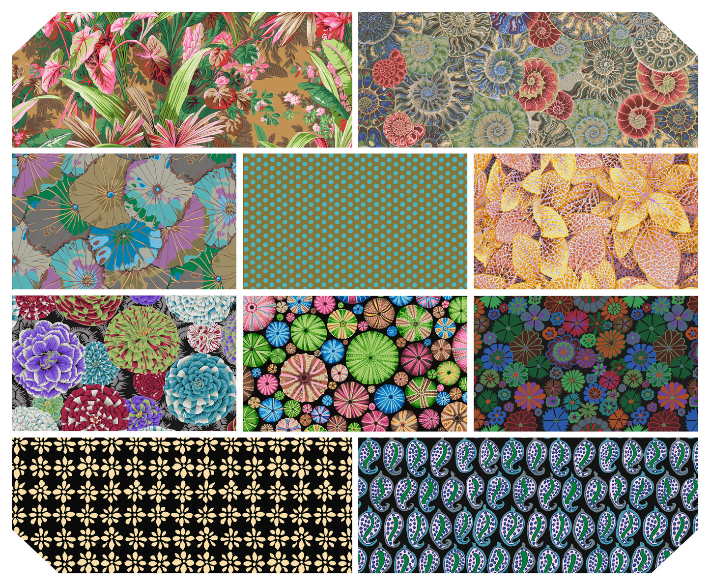 Dark - August 2024 Fat Quarter Bundle (10 pcs) by Kaffe Fassett Collective for FreeSpirit