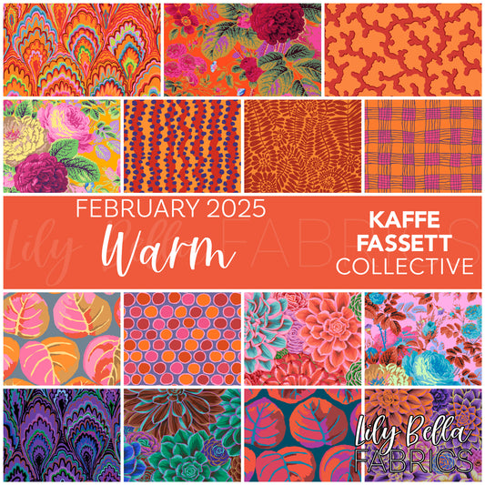 Warm - February 2025 Fat Quarter Bundle (15 pcs) by Kaffe Fassett Collective for FreeSpirit