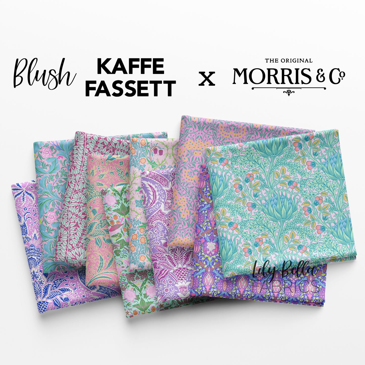 Blush - Kaffe Fassett x Morris & Co. Fat Quarter Bundle (10 pcs) for FreeSpirit