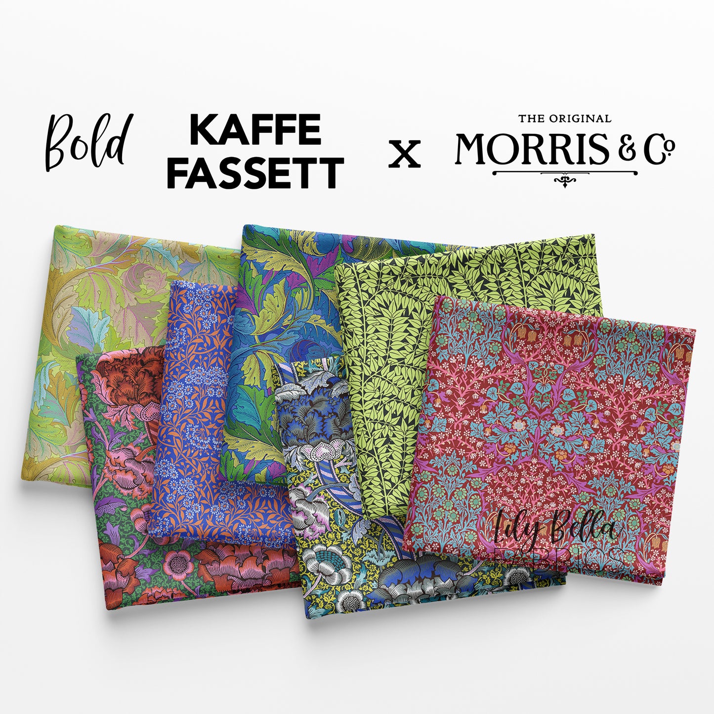 Bold - Kaffe Fassett x Morris & Co. Fat Quarter Bundle (7 pcs) for FreeSpirit