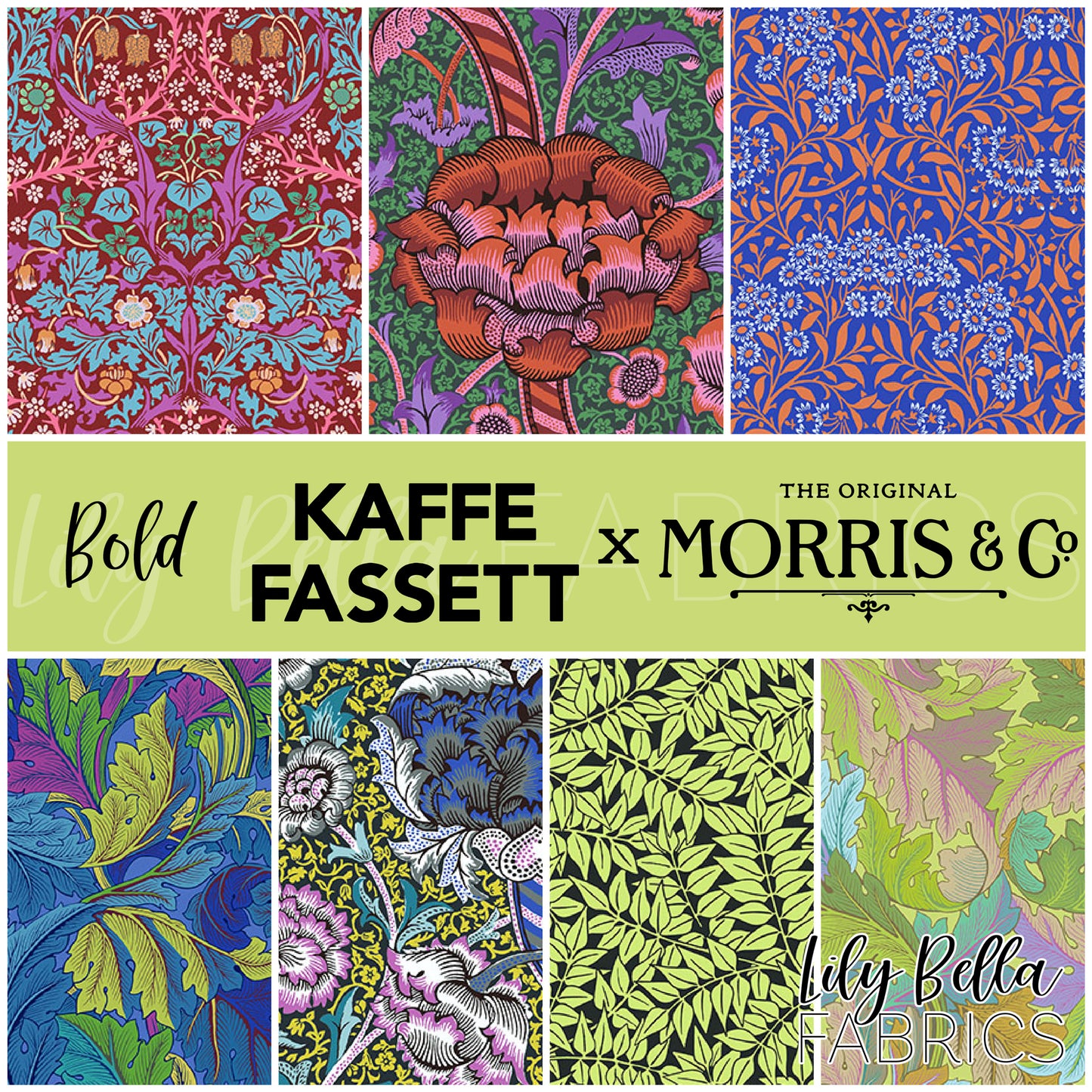 Bold - Kaffe Fassett x Morris & Co. Fat Quarter Bundle (7 pcs) for FreeSpirit