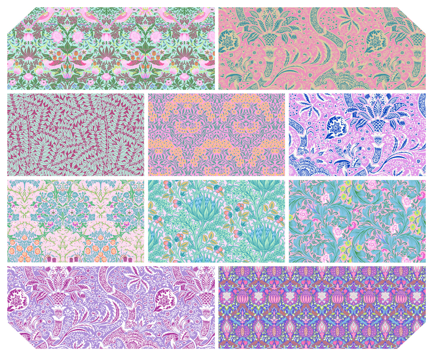 Blush - Kaffe Fassett x Morris & Co. Fat Quarter Bundle (10 pcs) for FreeSpirit