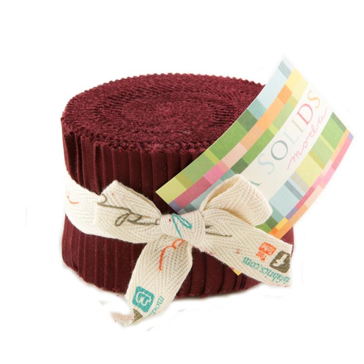 Bungundy Bella Solids Junior Jelly Roll (20 pieces) by for Moda (9900JJR 18)