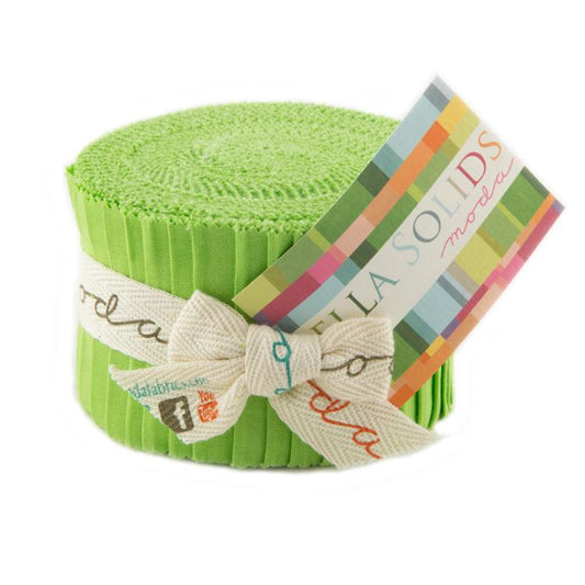 Lime Bella Solids Junior Jelly Roll (20 pieces) by  for Moda (9900JJR 75)
