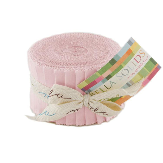 Sisters Pink Bella Solids Junior Jelly Roll (20 pieces) by for Moda (9900JJR 145)