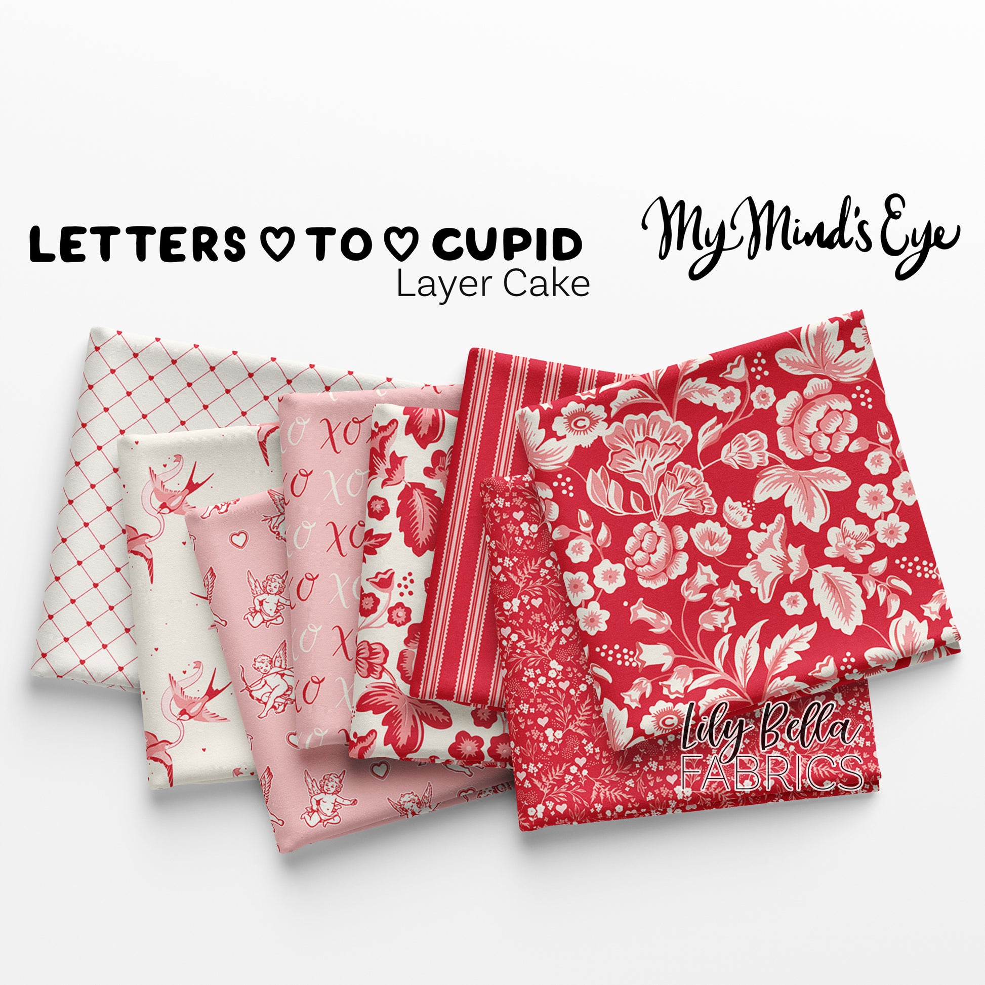Letters to Cupid 10 Inch Stacker (42 pieces) by My Mind's Eye for Riley Blake Designs (10-16980-42)