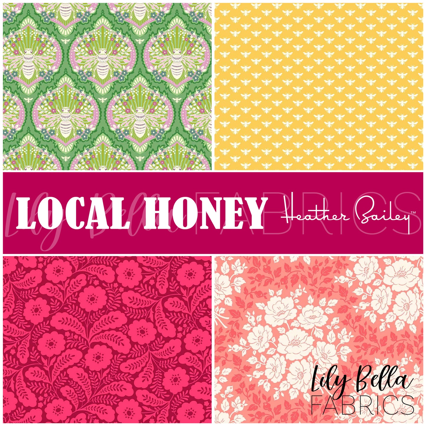 Local Honey Fat Eighth Bundle #2 (4 pcs) by Heather Bailey for Figo Fabrics