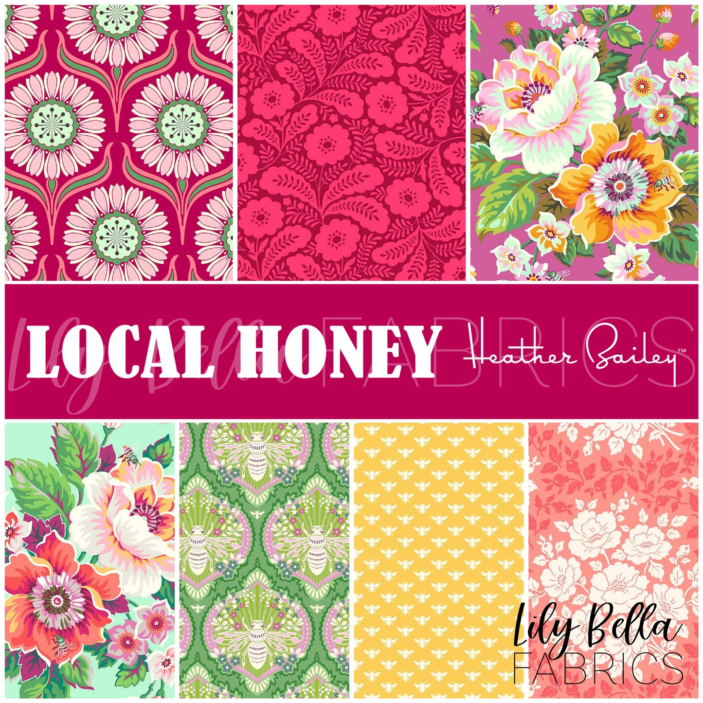 Local Honey Fat Eighth Bundle (7 pcs) by Heather Bailey for Figo Fabrics