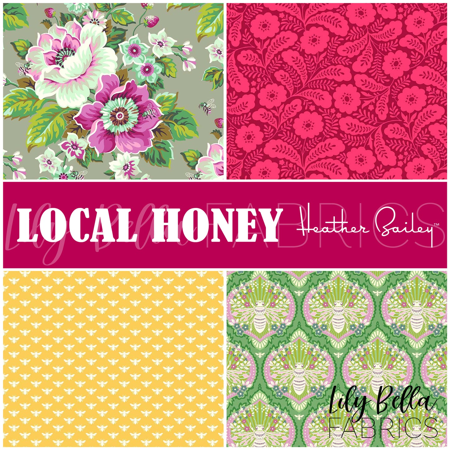 Local Honey Fat Eighth Bundle (4 pcs) by Heather Bailey for Figo Fabrics