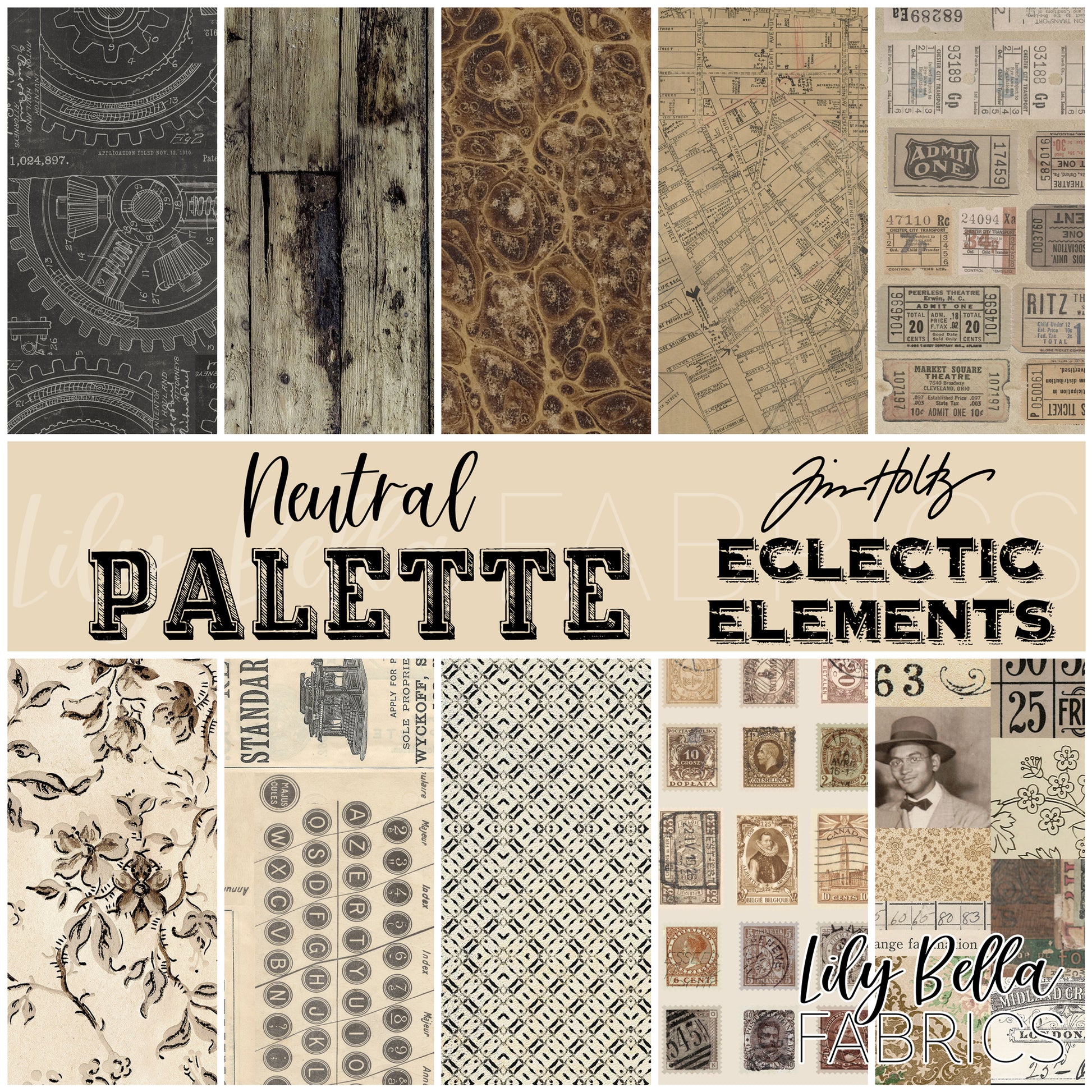 Tim Holtz Stoff Bundle - Eclectic Elements Purple Fat Eighth