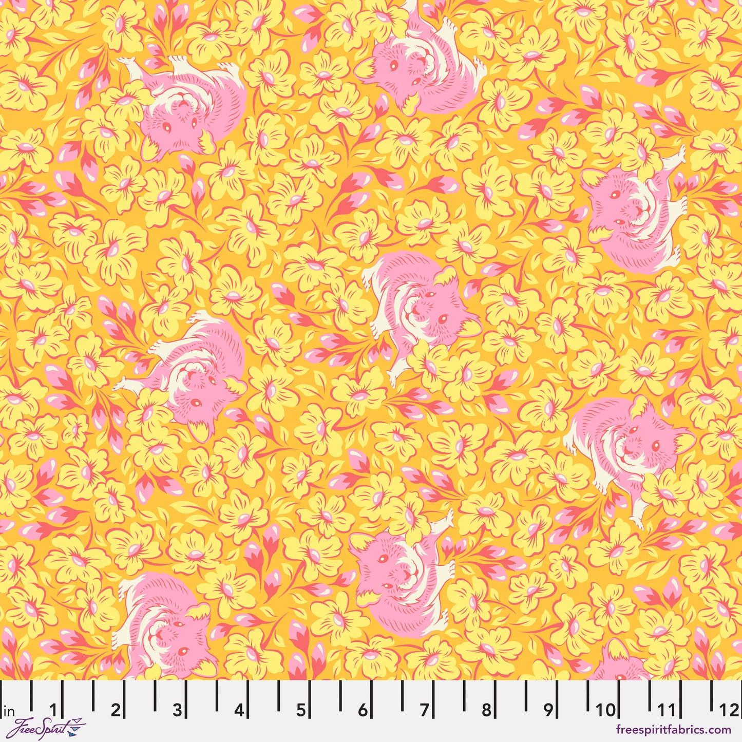 Chubby Cheeks in Buttercup - 1/2 yard - Besties by Tula Pink for FreeSpirit (PWTP218.BUTTERCUP)