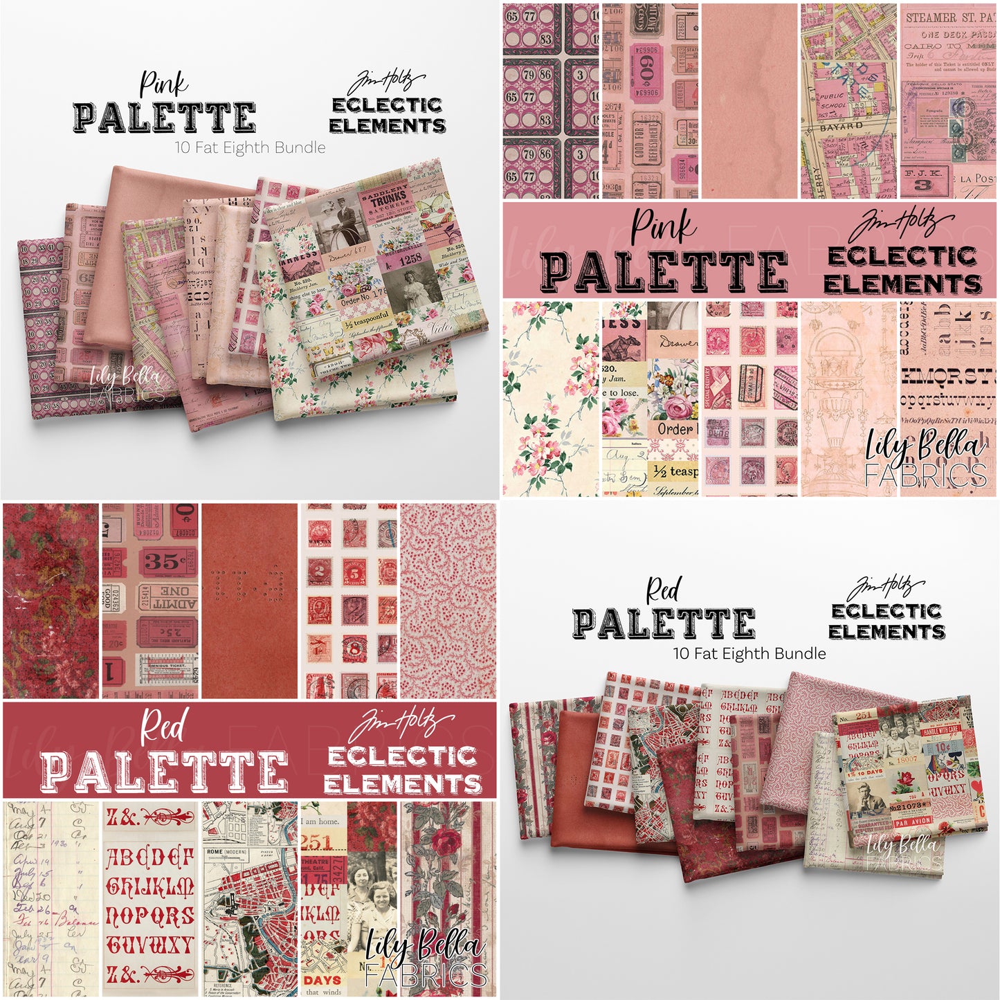 Eclectic Elements Palette: ALL 12 COLORWAYS Fat Eighth Bundle (120 pcs) by Tim Holtz for FreeSpirit