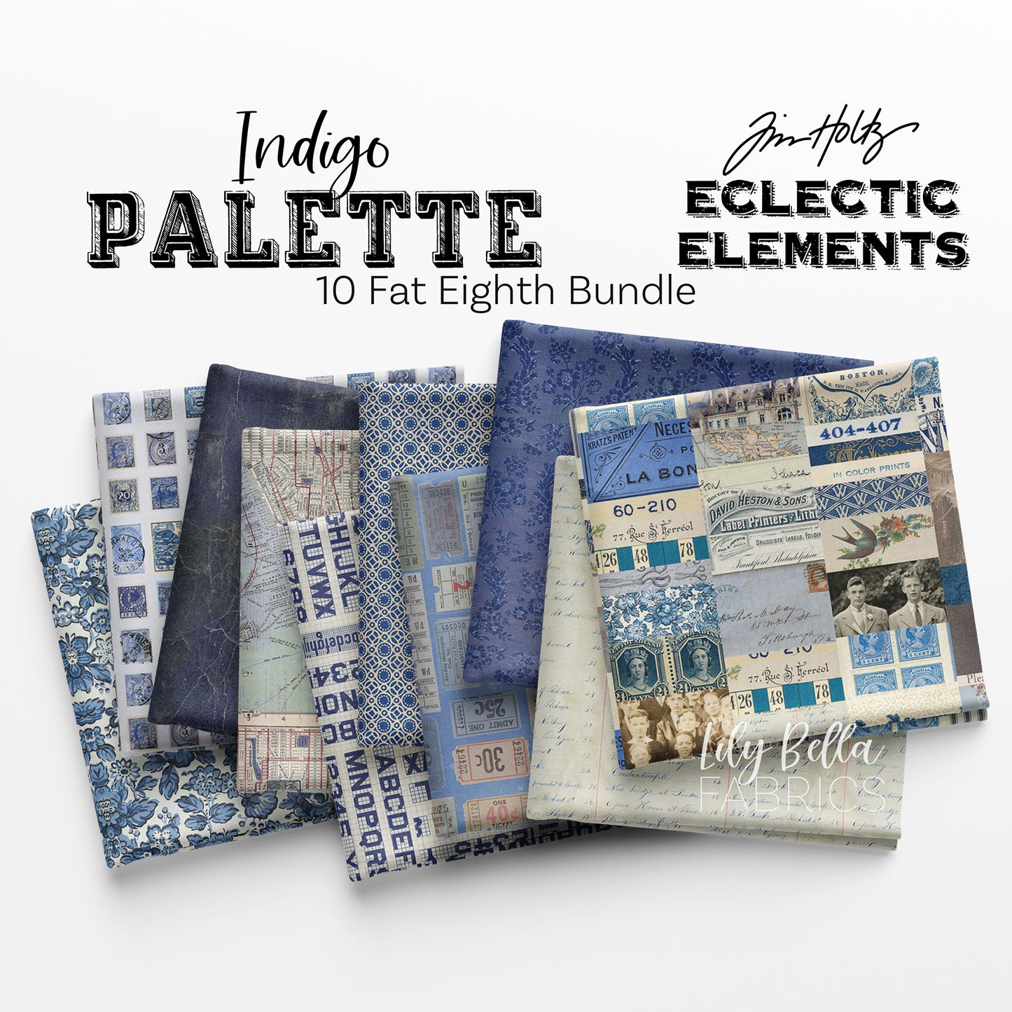 Eclectic Elements Palette: ALL 12 COLORWAYS Fat Eighth Bundle (120 pcs) by Tim Holtz for FreeSpirit