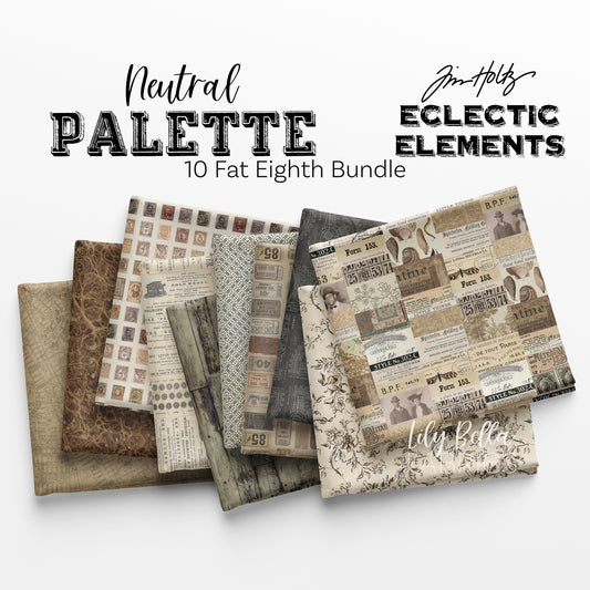 Eclectic Elements Palette: Neutral Fat Eighth Bundle (10 pcs) by Tim Holtz for FreeSpirit