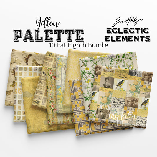 Eclectic Elements Palette: Yellow Fat Eighth Bundle (10 pcs) by Tim Holtz for FreeSpirit