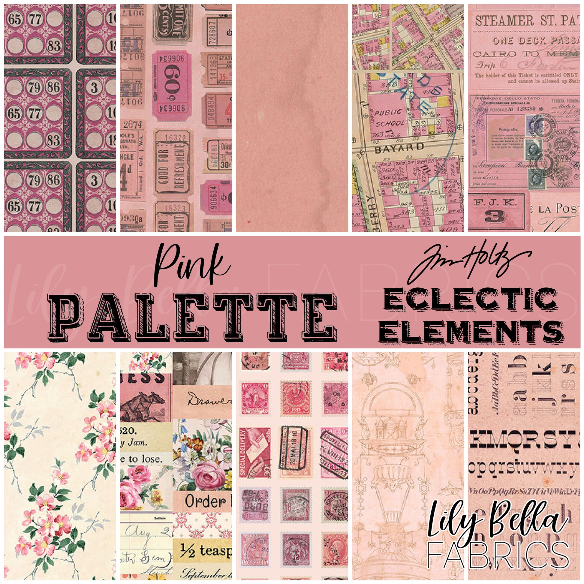 Eclectic Elements Palette: Pink Fabric Collection by Tim Holtz for FreeSpirit at Lily Bella Fabrics