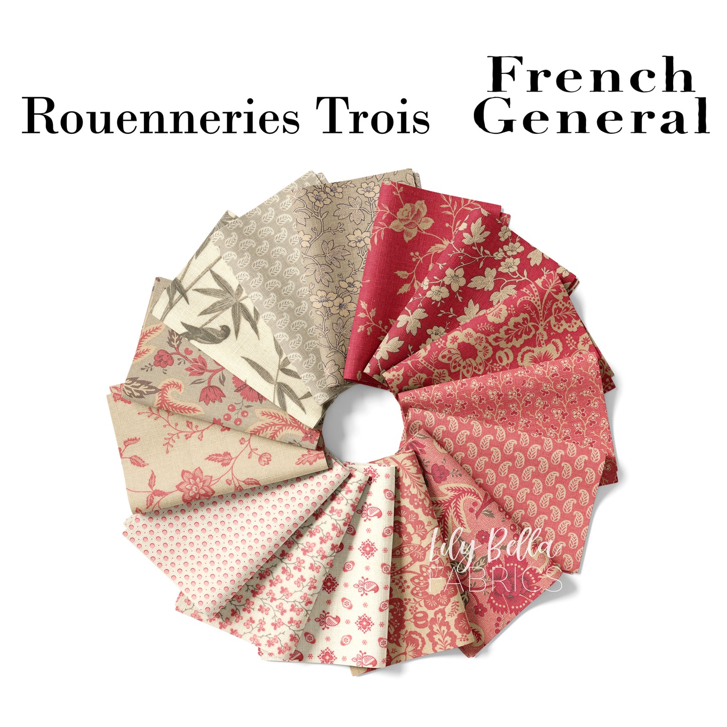 Rouenneries Trois Fat Quarter Bundle (38 pcs) by French General for Moda