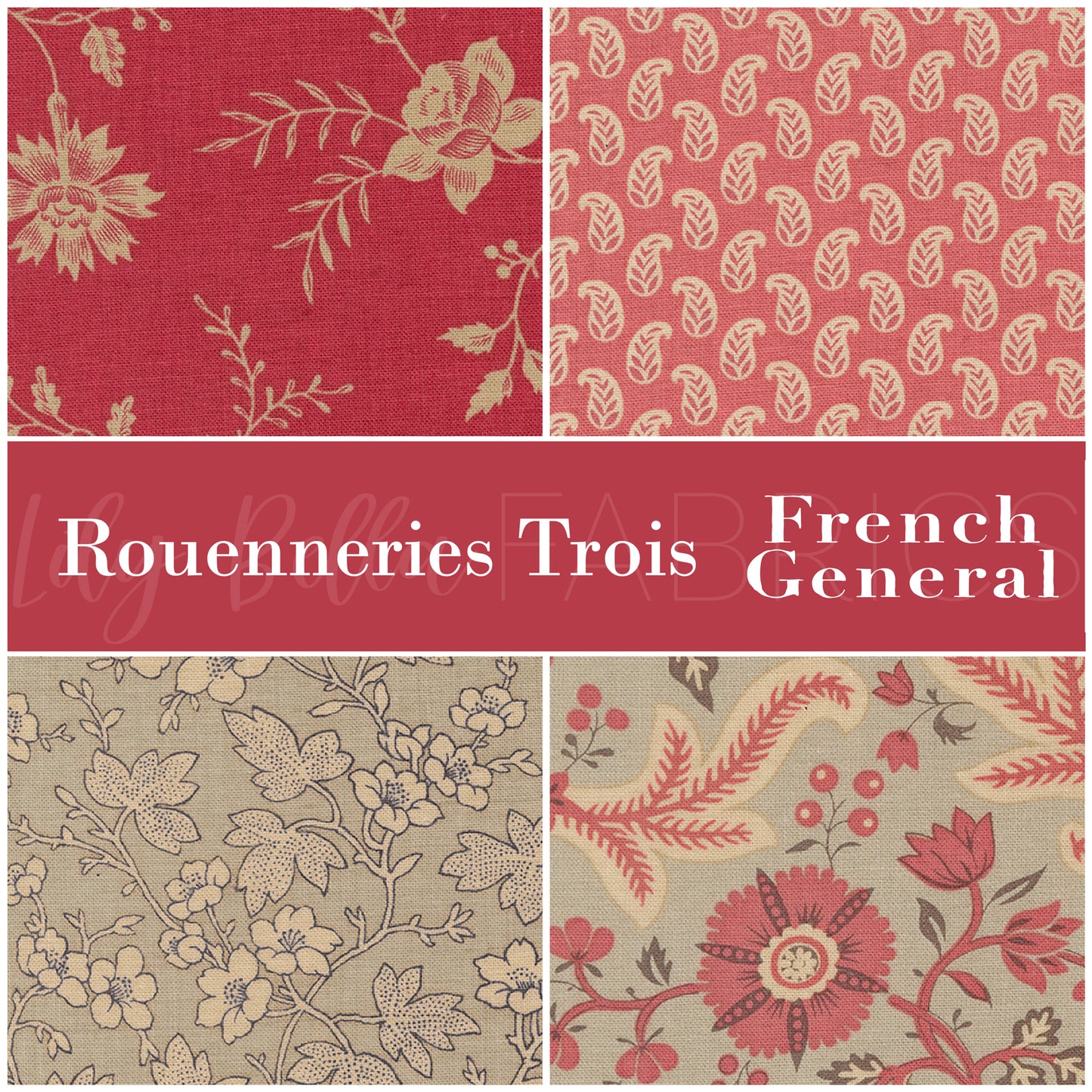 Rouenneries Trois Fat Eighth Bundle (4 pcs) by French General for Moda