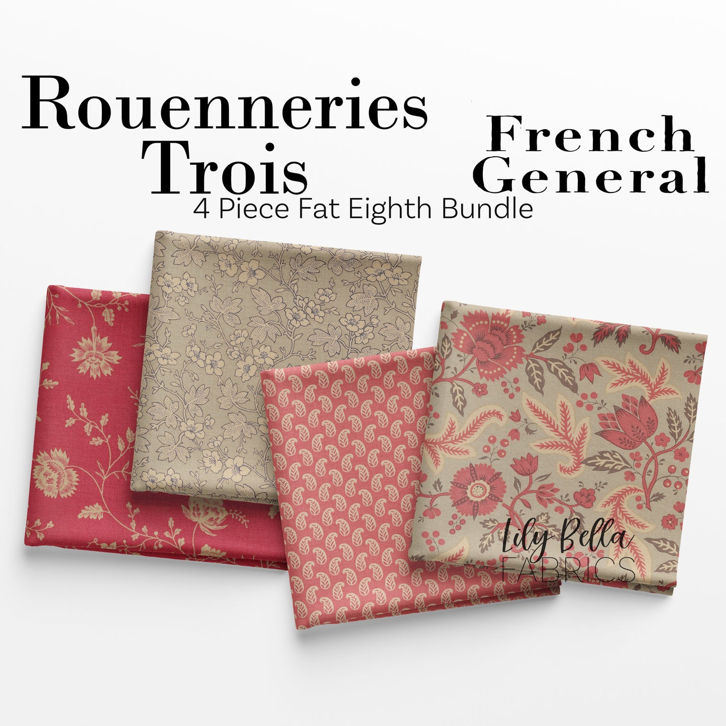 Rouenneries Trois Fat Eighth Bundle (4 pcs) by French General for Moda