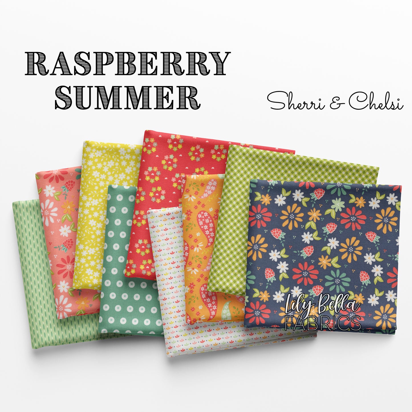 Raspberry Summer Fat Eighth Bundle (34 pcs) by Sherri and Chelsi for Moda