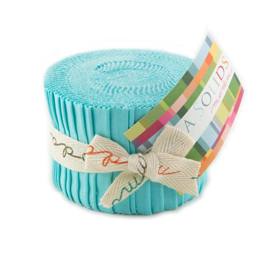 Robin's Egg Bella Solids Junior Jelly Roll (20 pieces) by Moda (9900JJR 85)