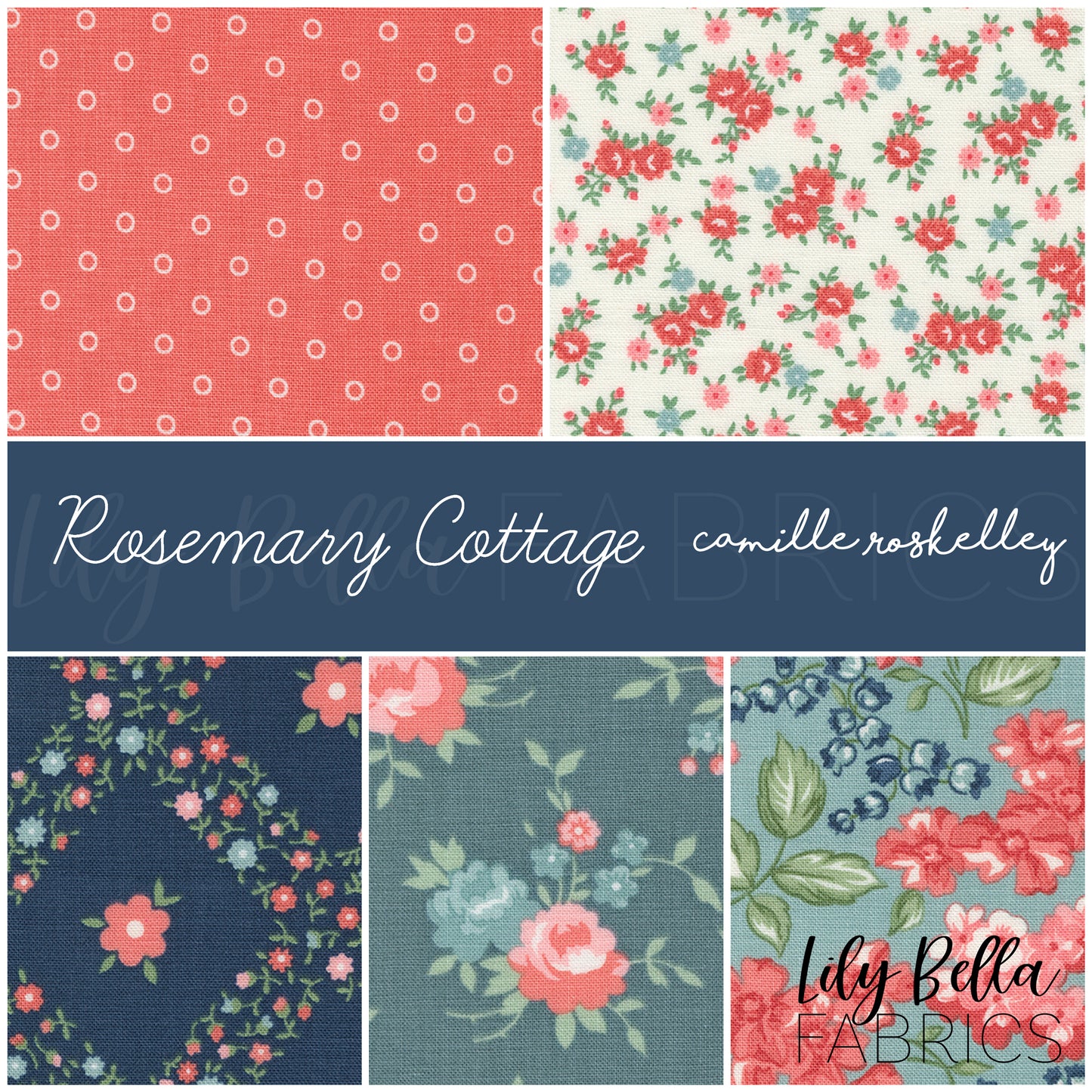 Rosemary Cottage Fat Quarter Bundle (5 pcs) by Camille Roskelley for Moda