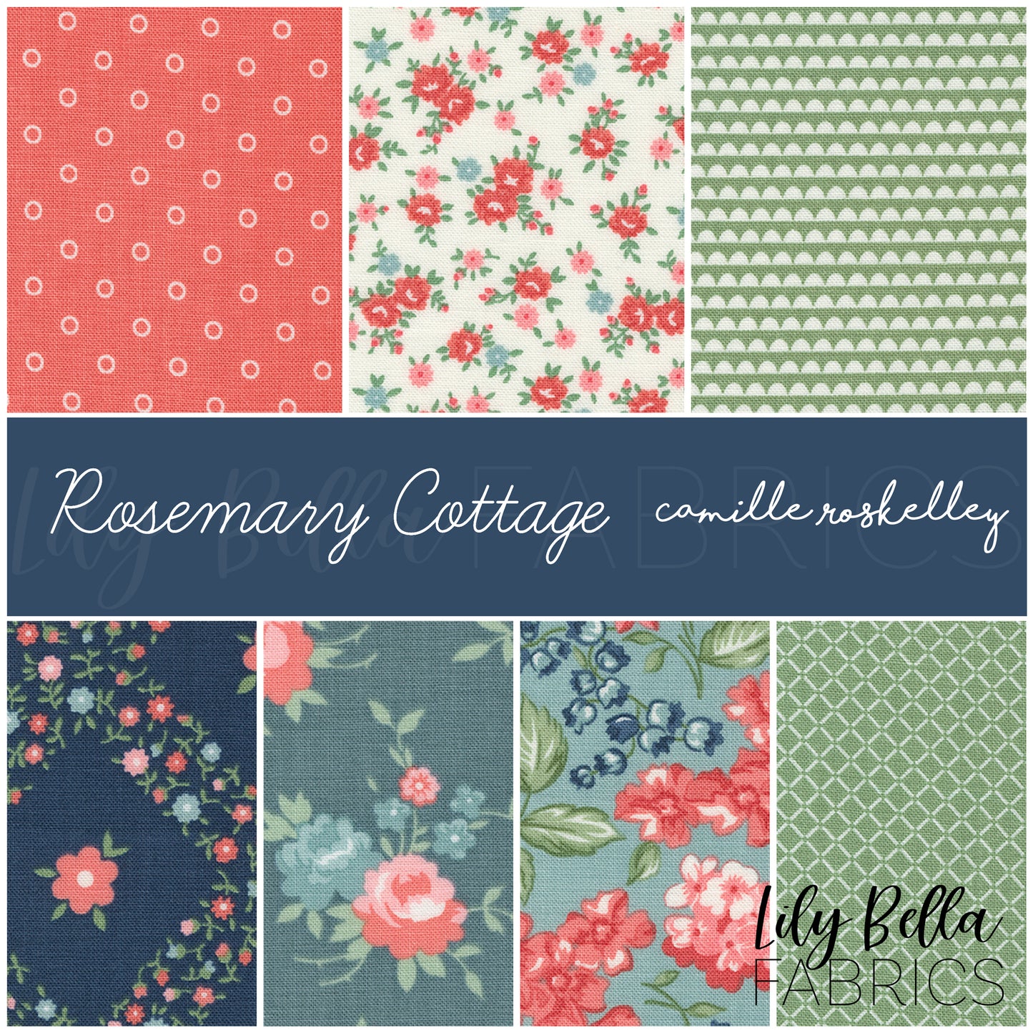 Rosemary Cottage Fat Eighth Bundle (7 pcs) by Camille Roskelley for Moda