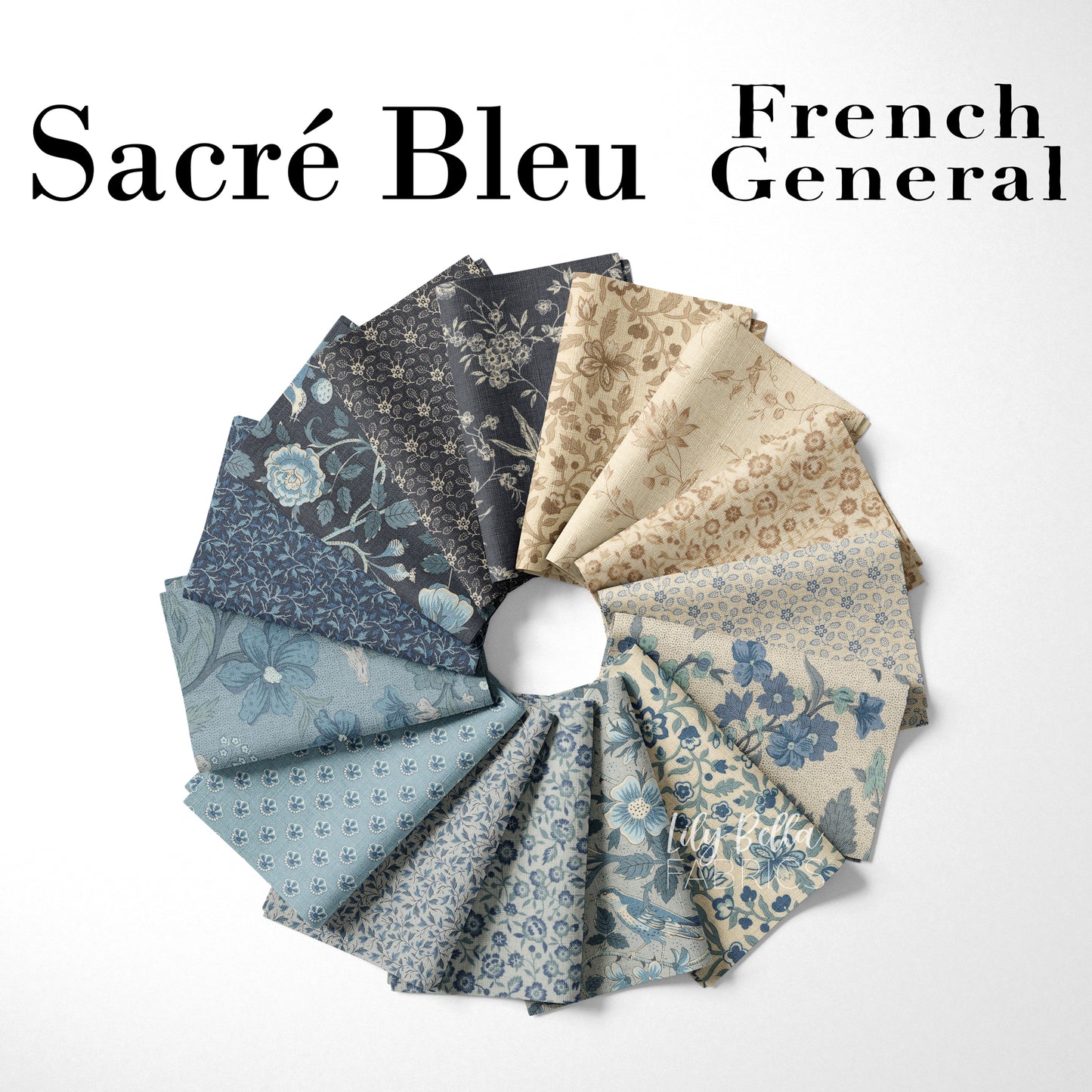 Sacré Bleu Fat Quarter Bundle (34 pcs) by French General for Moda